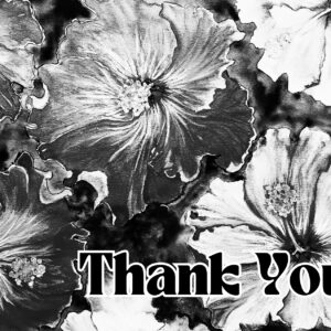 Black and White Hibiscus Thank You Card