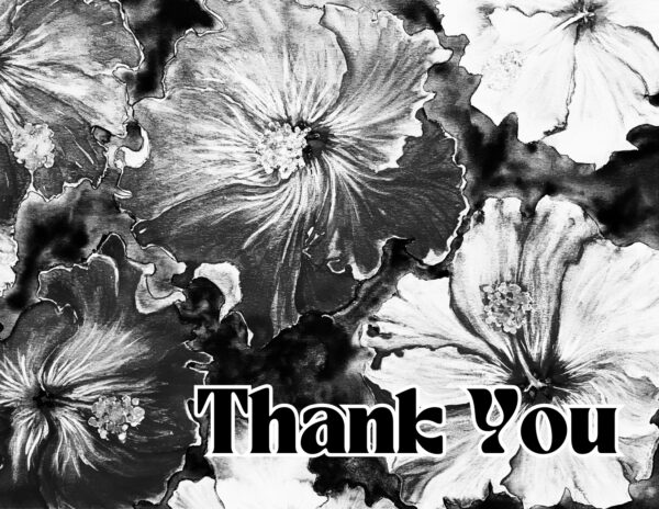 Black and White Hibiscus Thank You Card